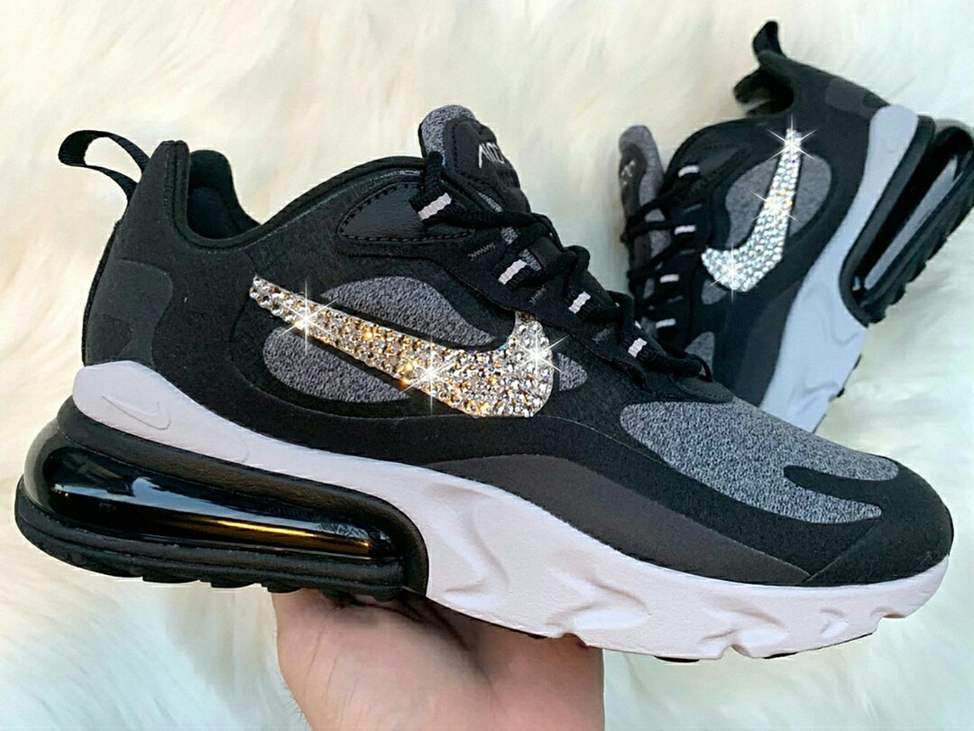 Swarovski Women's Nike Air Max 270 React Black White Sneakers